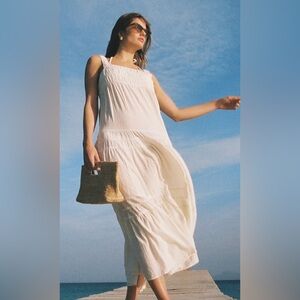 J.Crew White Smocked Tiered Midi Dress | Size XXS | New With Tags